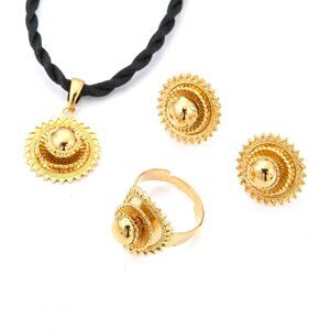 Stunning Gold-Filled Ethiopian Floral Jewelry Set - Ideal Gift for Loved Ones